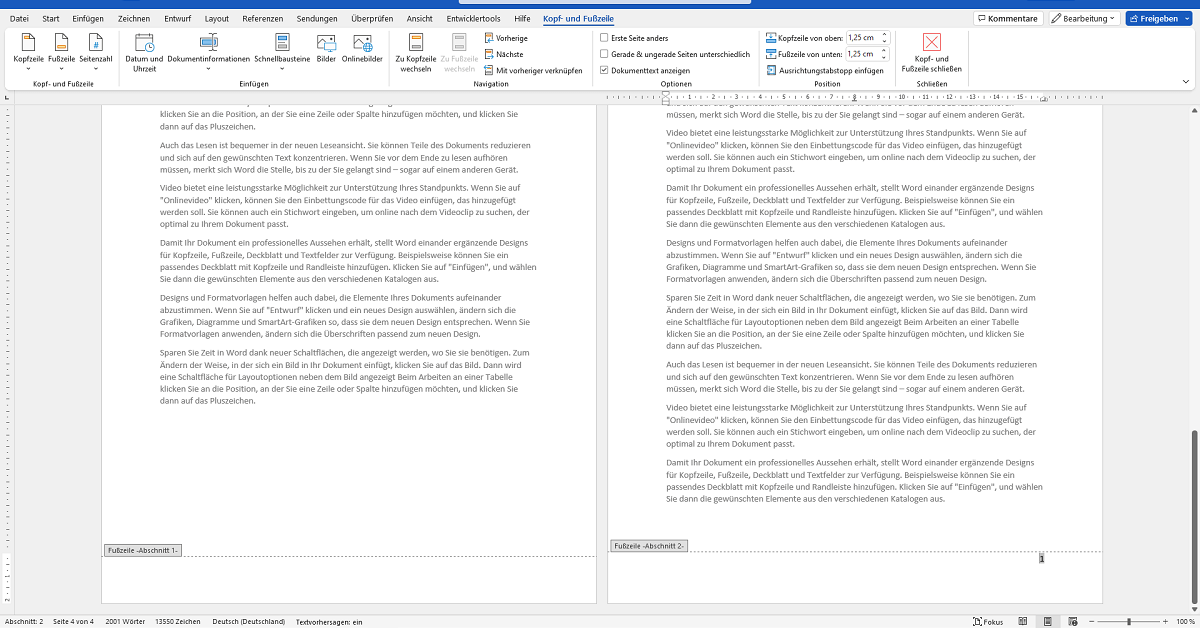 Microsoft Word - Seitenzahlen Ab Seite 4 Mit 1 Beginnen