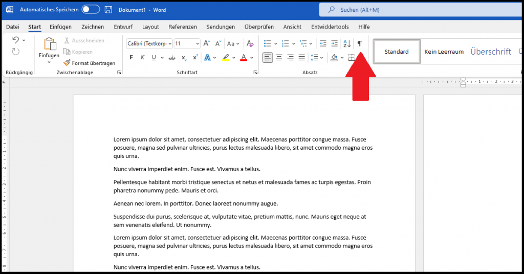 Microsoft Word - Versteckte Formatierungen anzeigen